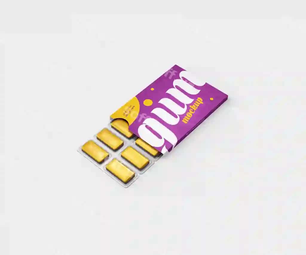 Saqich maketi psd shablonini qadoqlash | Pack chewing gum mockup psd template