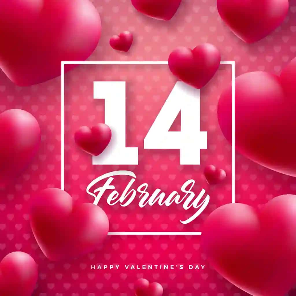 14-fevral tipografiya xati bilan Sevishganlar kuni bilan tabriklash | Happy valentines day design with heart february 14 typography letter