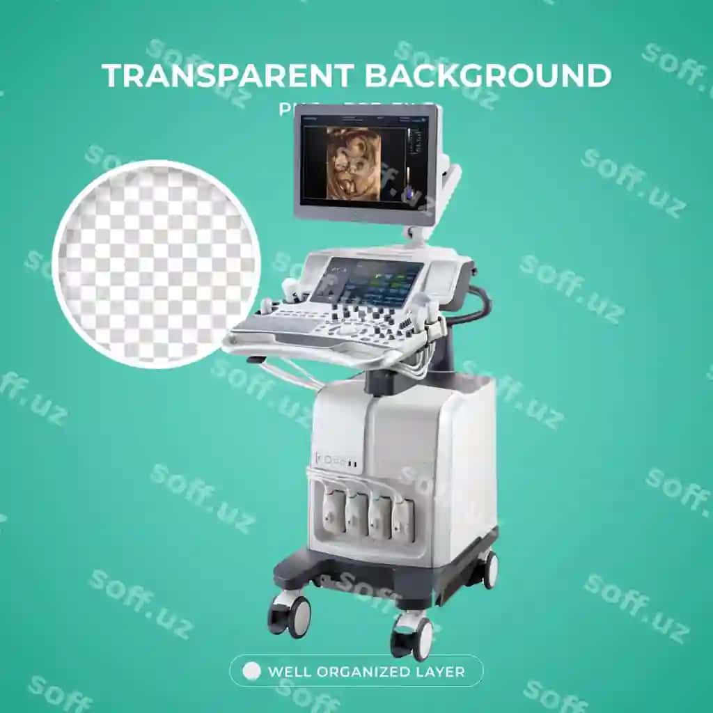Psd ultrasound tibbiy jihozlar shaffof orqa fonda 3d | Psd ultrasound medical equipment transparent background with 3d