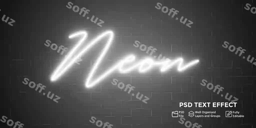 Neon oq porlashi quyuq matn effekti | Neon white glow dark text effect