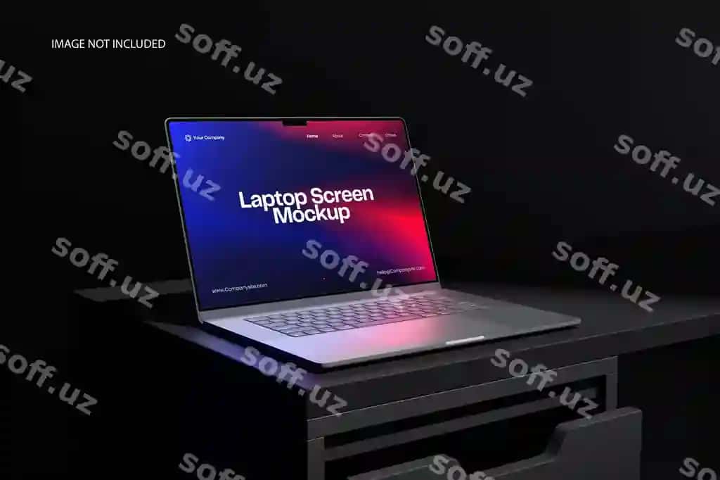 Noutbuk ekrani maketi qorong'u mavzu | Laptop screen mockup dark theme
