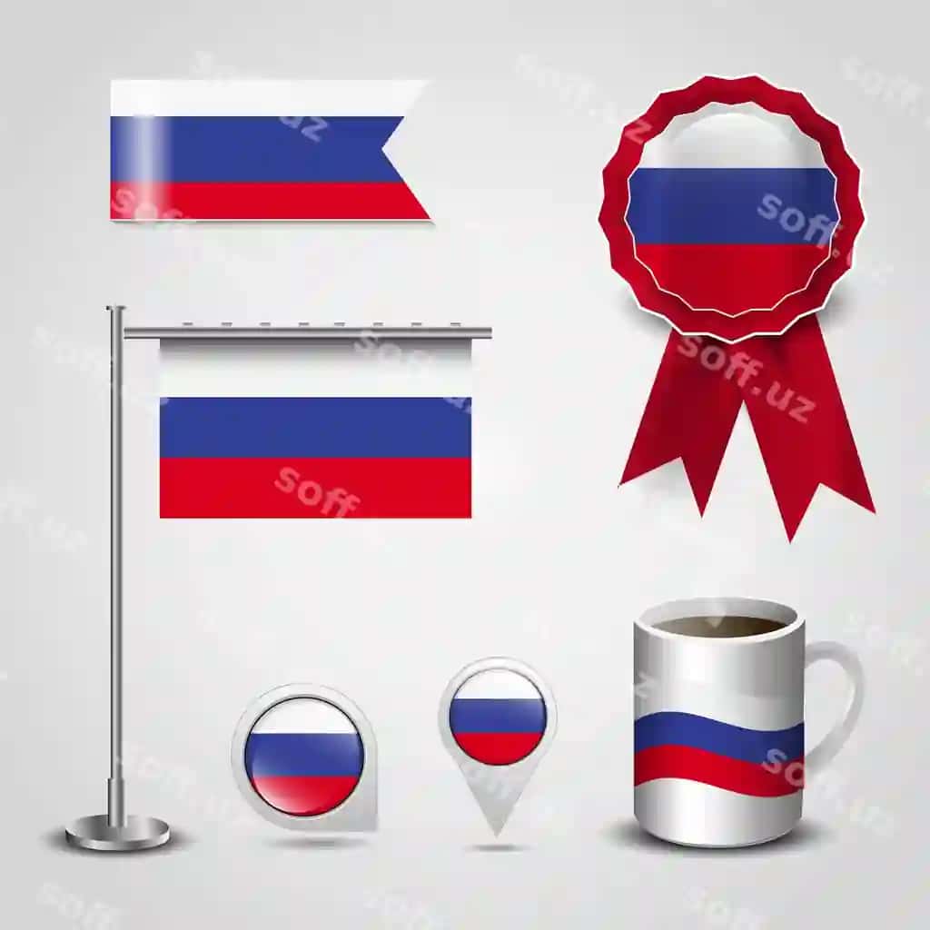 Rusiya davlat bayroq dizayn elementlari | Russia country flag design elements