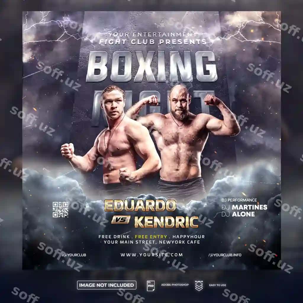 Boks jinoz flyeri uchun ijtimoiy media shabloni | Boxing fight flyer social media template