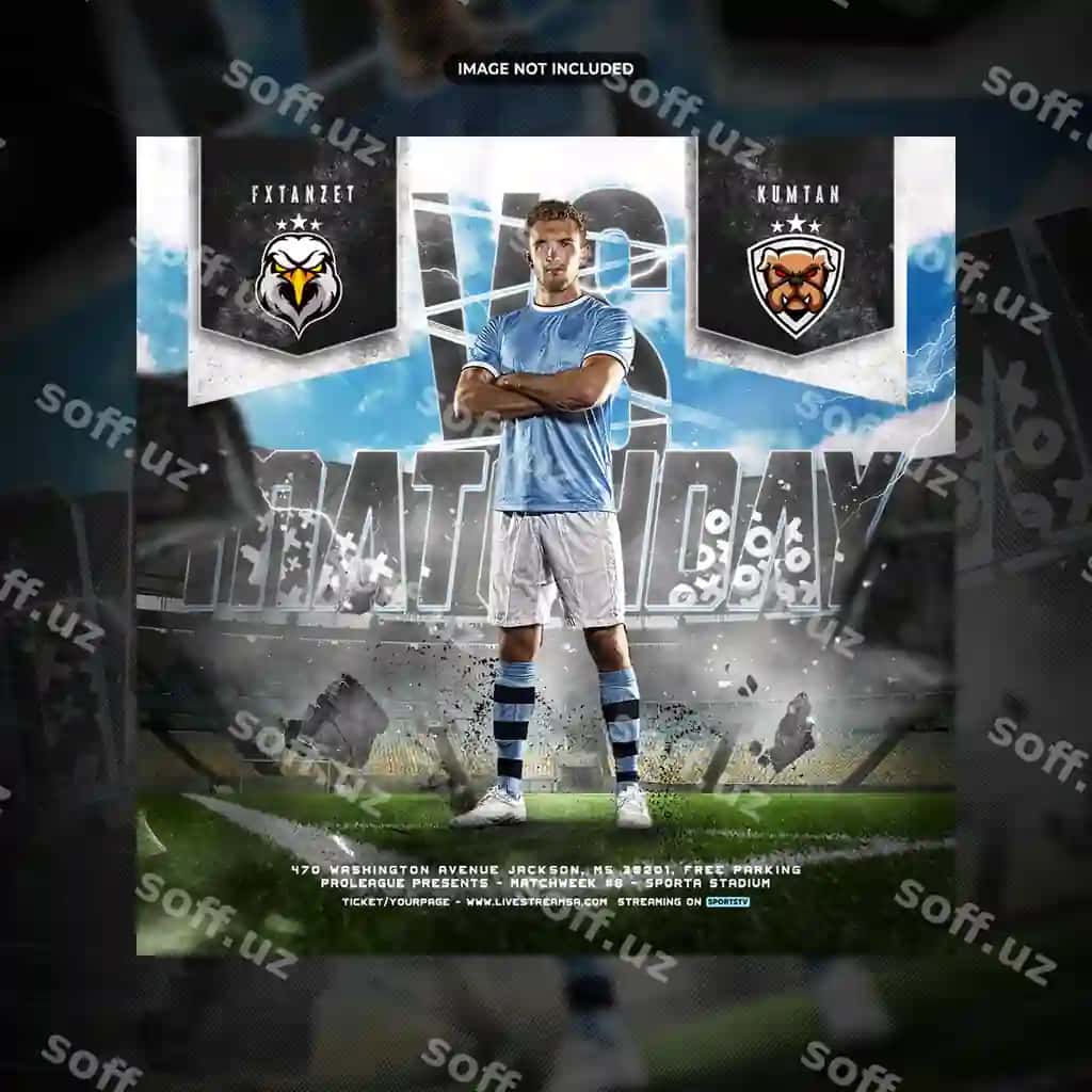 Futbolchining ijtimoiy tarmoqlardagi reklama varaqasini reklama qilish shabloni | Soccer football player social media post flyer promotion template