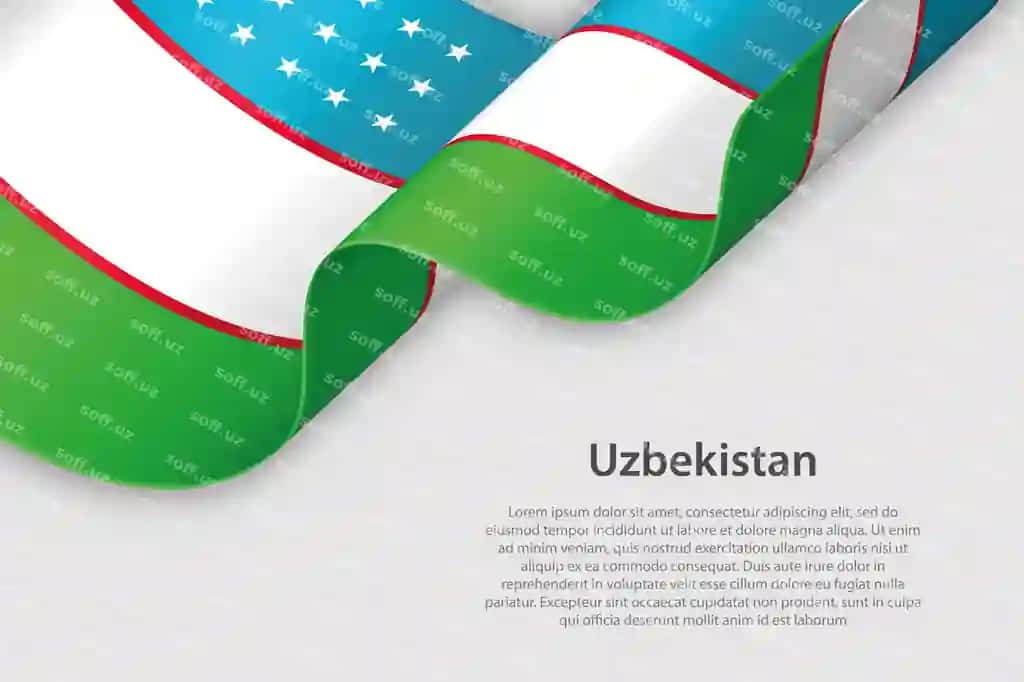 O'zbekiston davlat bayrog'i bilan 3D lenta izolyatsiya qilingan oq fon | 3d ribbon with national flag uzbekistan isolated white background
