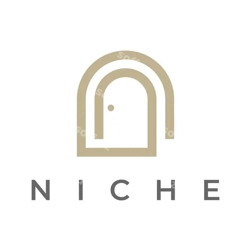 Oddiy ochiq eshik abstrakt logotip vektor dizayni interyeri geometrik bilan | Simple open door abstract logo vector design interior with geometric