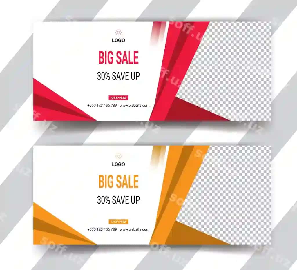 Vektor ikki tomonli aktsiya baner shablon dizayni | Vector two side sale banner template design