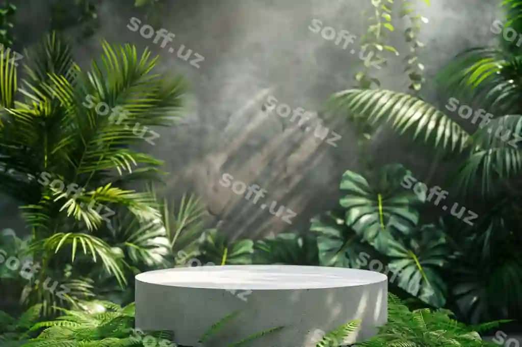 Podium fon mahsuloti yashil tabiat 3D o'rmon stendi oq o'simlik kosmetik fon | Podium background product green nature 3d forest stand white plant cosmetic background