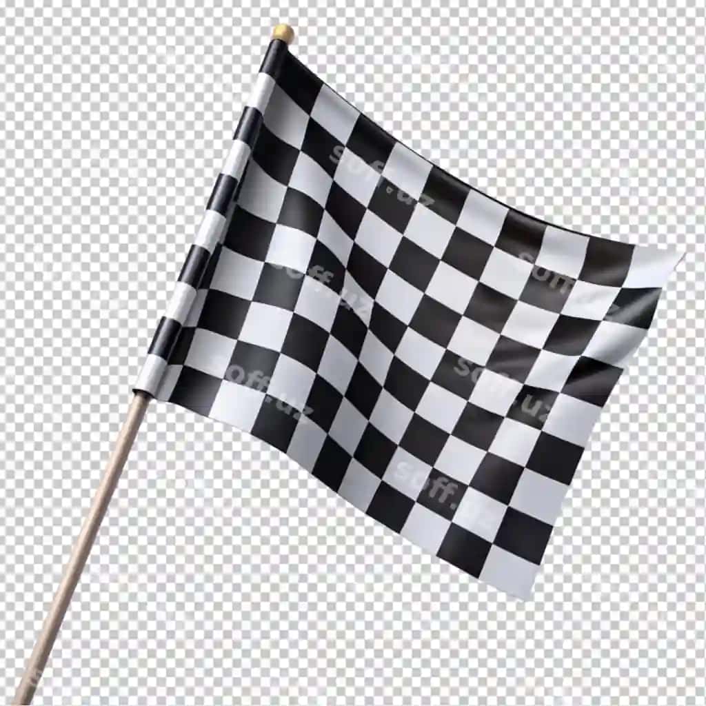 Bitta katakli tugatish shaffof fonni belgilaydi | One checkered finish flags transparent background