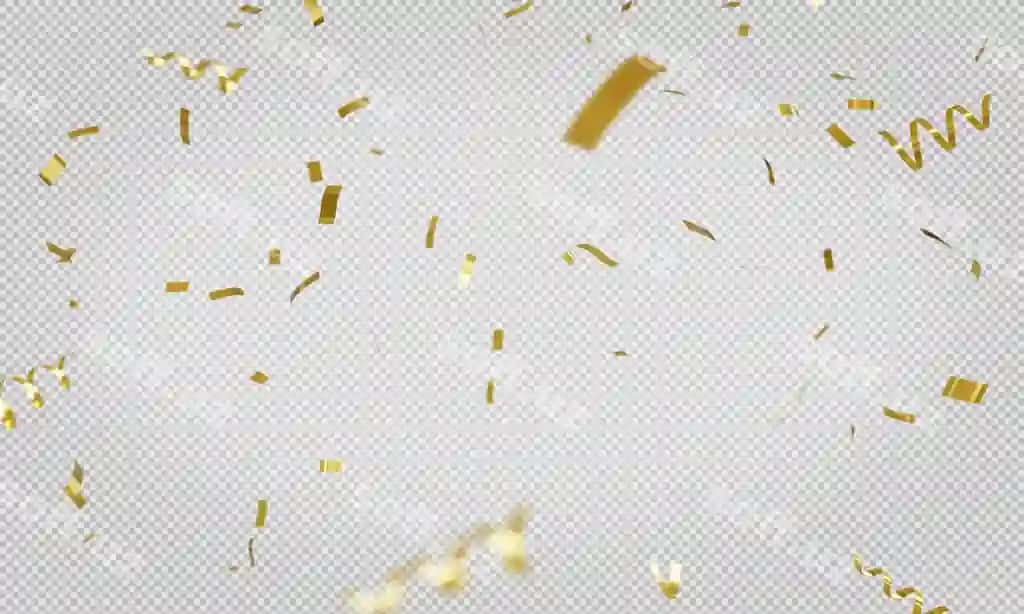 Oltin konfetti shaffof klipping yo'li bilan suzuvchi | Goldden confetti floating with transparentwith clipping path