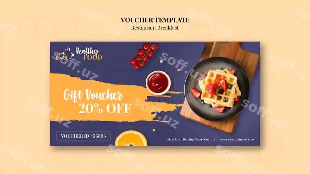 Restoran sovg'a voucher shabloni | Restaurant gift voucher template