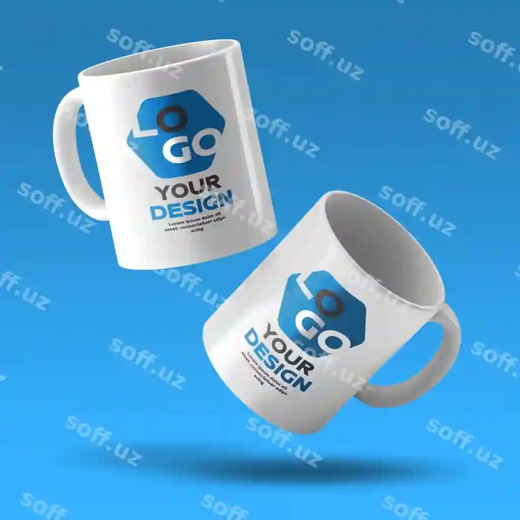 Mockup ikkita oq seramika qahva kupasi | Mockup two white ceramic coffee mug