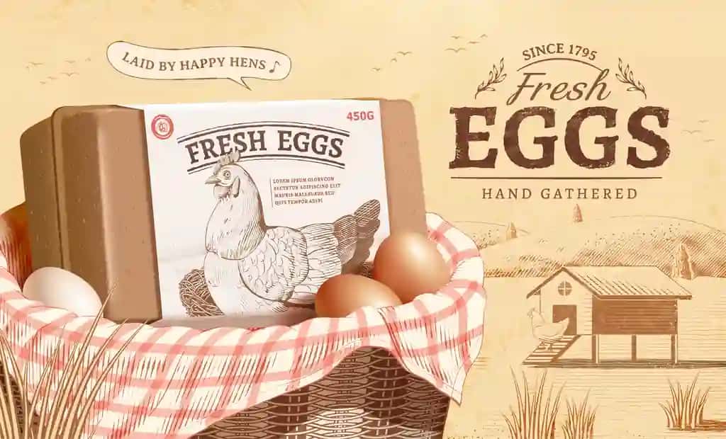 Tuxum reklamasi shablonini o‘yma uslubi | Egg ad template engraving style