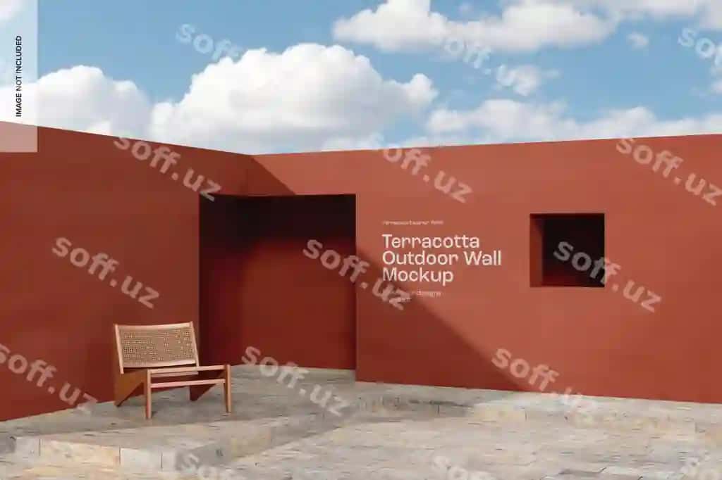 Terrakotta tashqari devor namunasi o'ng ko'rinish | Terracotta outdoor wall mockup right view