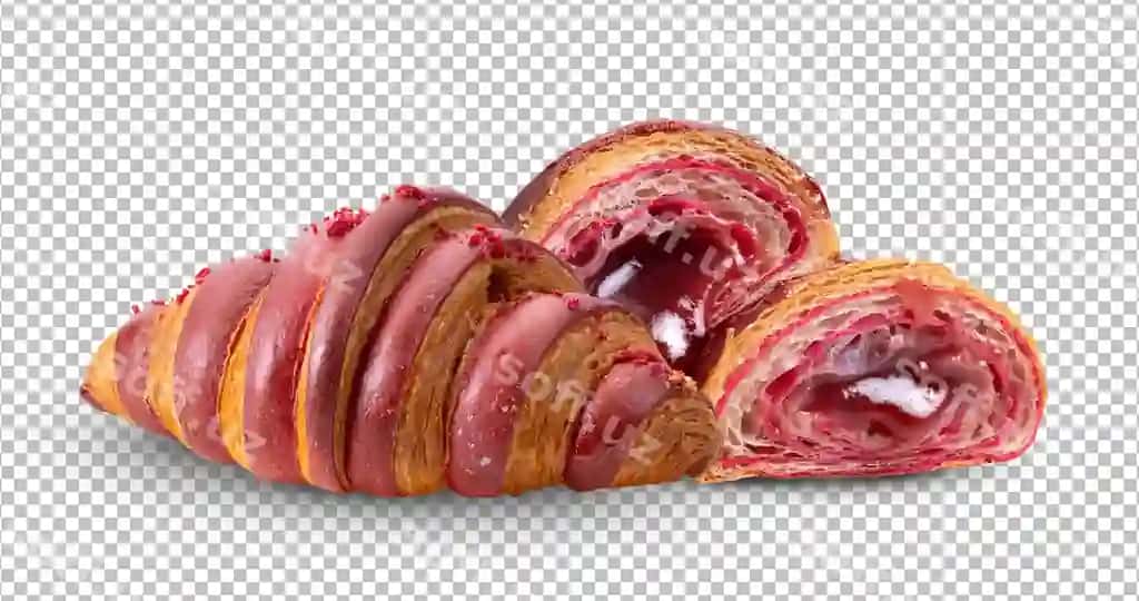 Moras kruasong ajraltirilgan alpha qat | Raspberry croissant isolated alpha layer