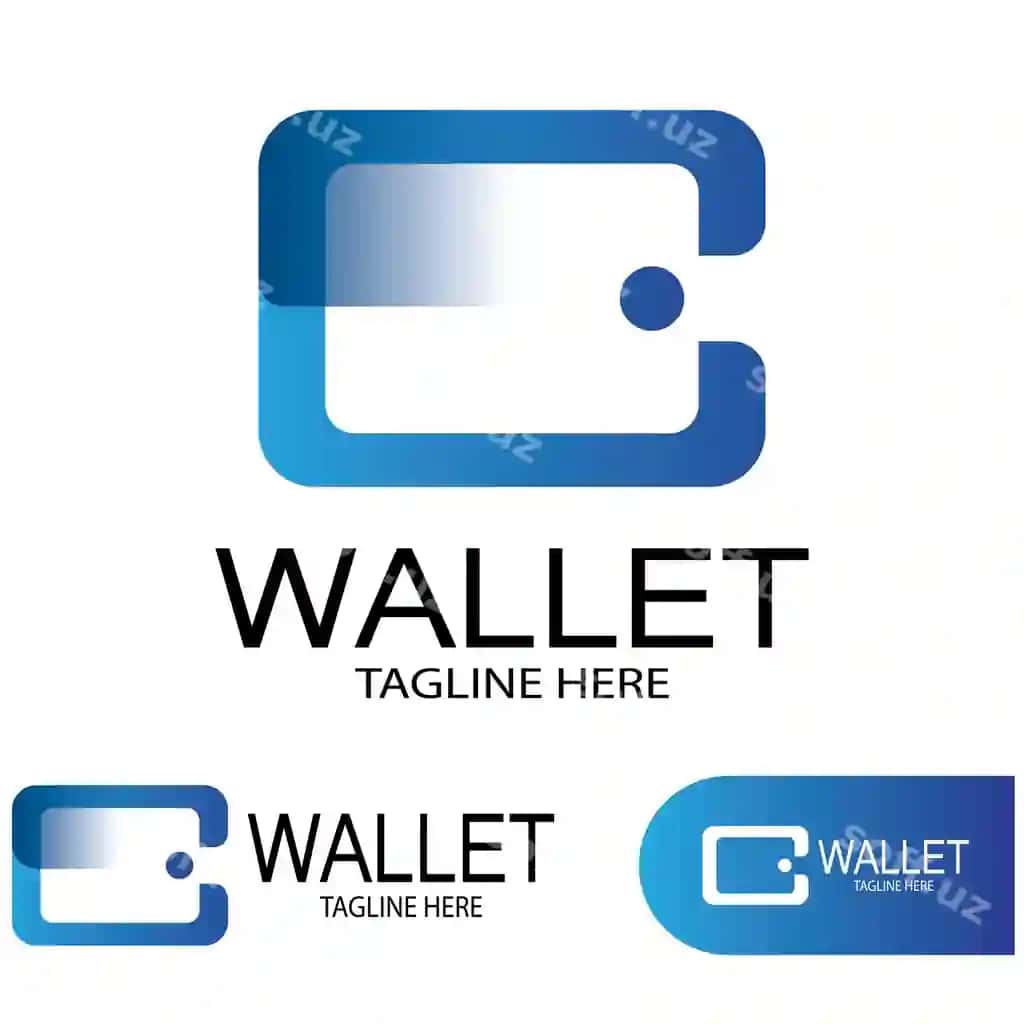 E-hamyok logotip dizayni illustratsiya ikonka oddiy zamonaviy konseptsiya bilan | E wallet logo design illustration icon with simple modern concept
