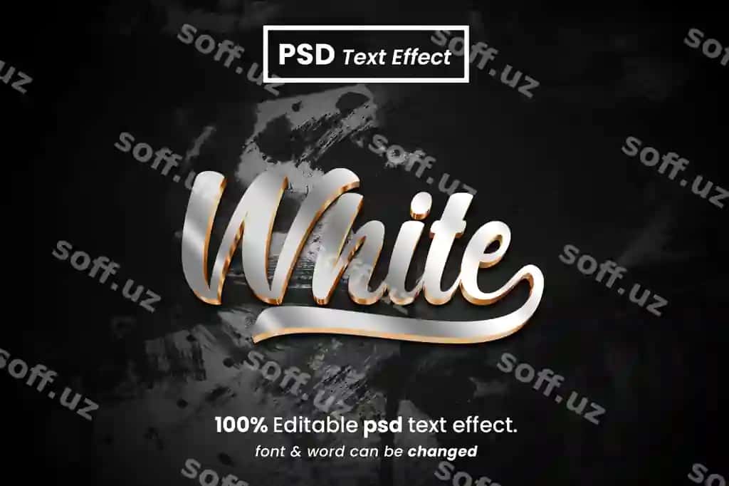 Oq 3D tahrirlanadigan matn effekti | White 3d editable text effect