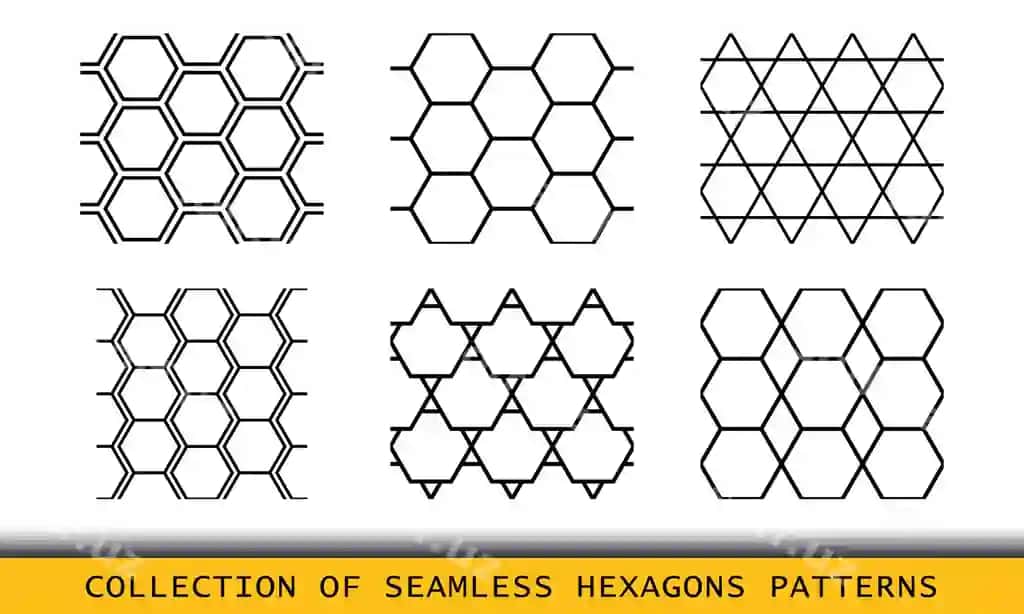 Hexagon komplekti geometerik uzilmaydi naqshlar anqar honey komb geometerik | Hexagon set geometric seamless patterns abstract huneycomb geometric