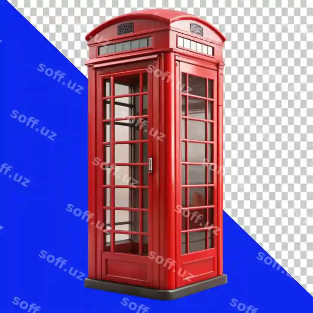 Qizil telefon kabinasi London shaffof fon | Red telephone booth london transparent background