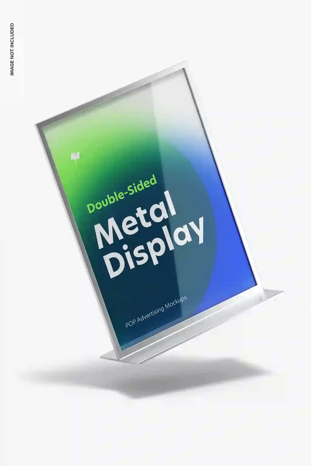 Ikki tomonlama afishadagi metall ish stoli maketi tushmoqda | Double sided poster metal desktop display mockup falling