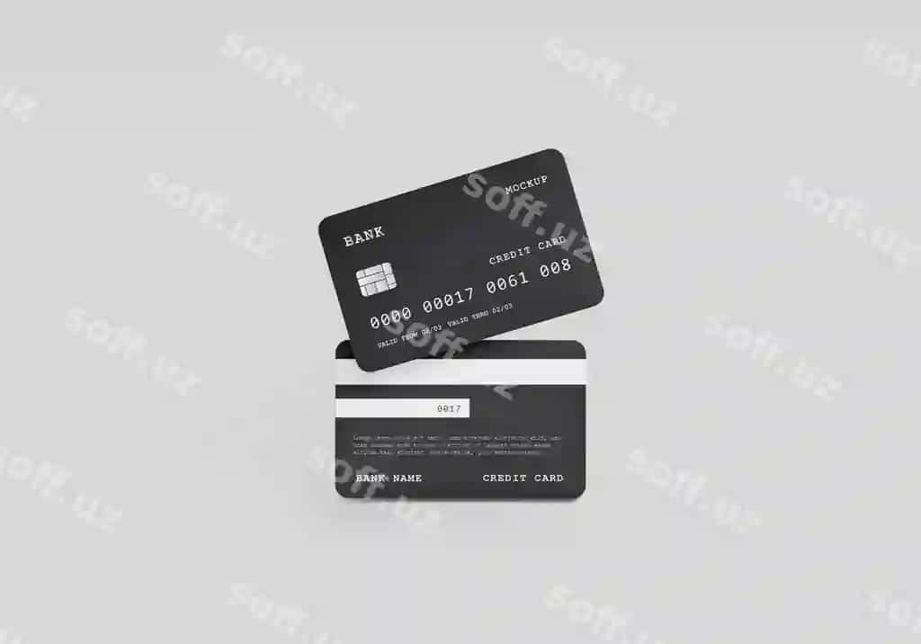 Plastik kredit va debit karta namunasi | Plastic credit debit card mockup