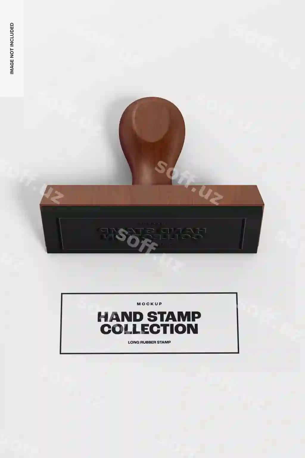 Uzun ruchka stampasi mockup yuqori ko'rinishdan | Long rubber stamp mockup top view