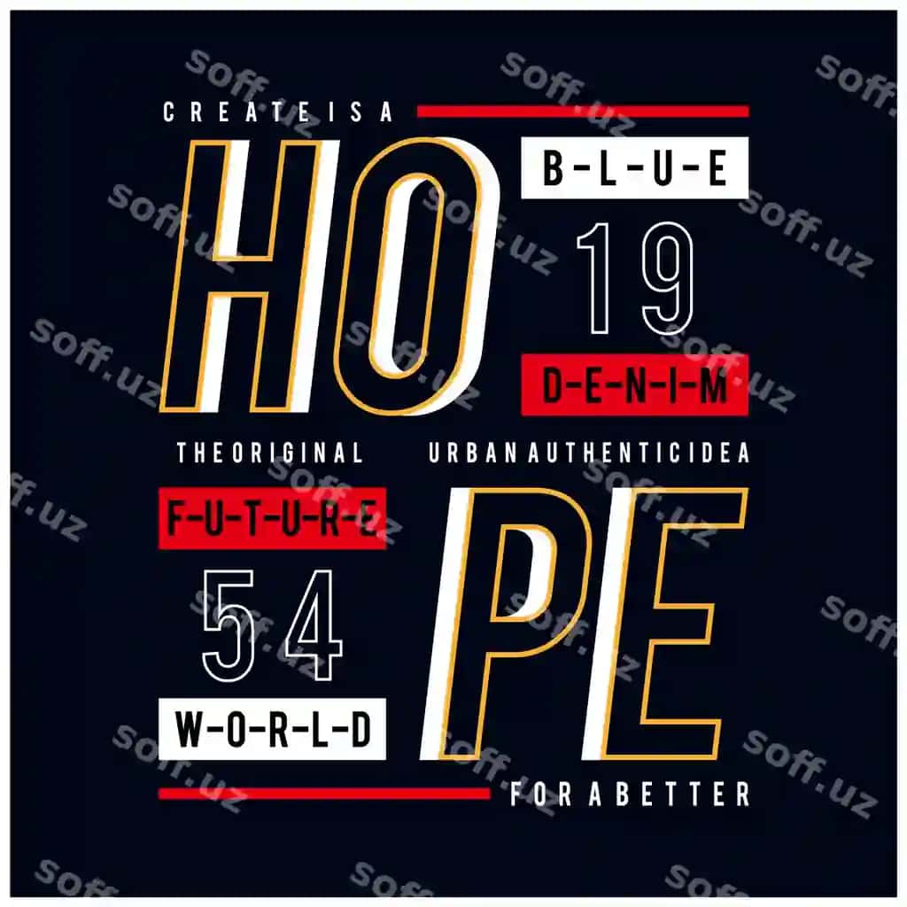Umid tipografiyasi vektor illustratsiyasi futbolka dizayni | Hope typography vector illustration t shirt design