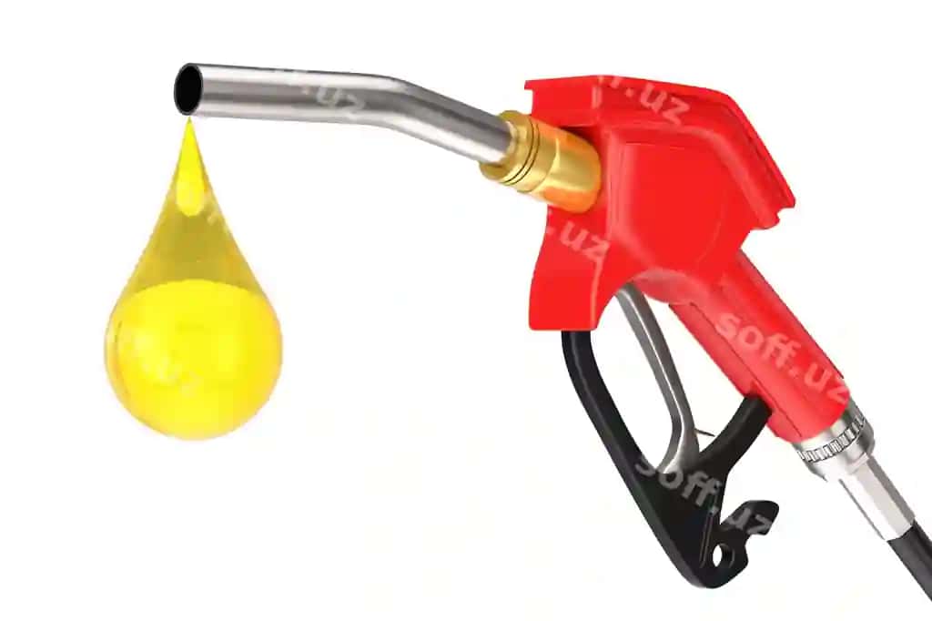 Benzin pistoleti quyruq yoqilma uchquni benzin stantsiyasi dispensyeri damak gaz oq fonda 3D render | Gasoline pistol pump fuel nozzle gas station dispenser with droplet gas white background 3d rendering