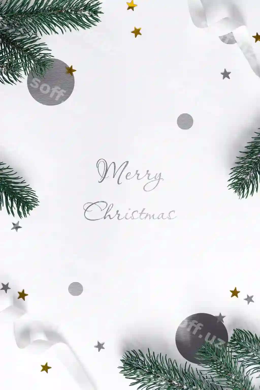 Bayramlik Christmas shabloni yolka choraklar va parlaydigan konfetti | Festive christmas mockup with fir twigs glittering confetti
