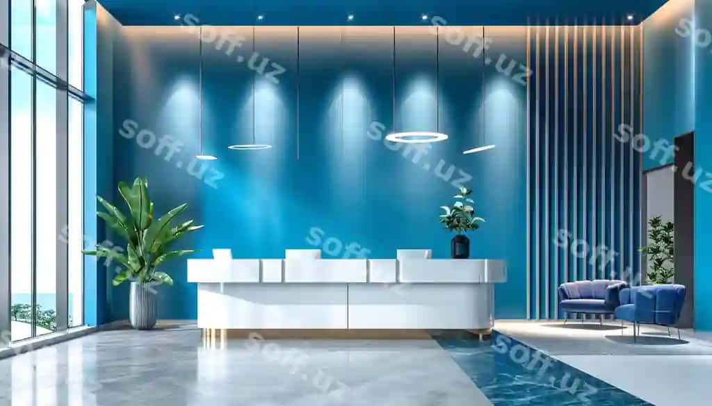 3d render chiroyli zamonaviy mehmonxona ofisi | 3d rendering beautiful modern hotel office