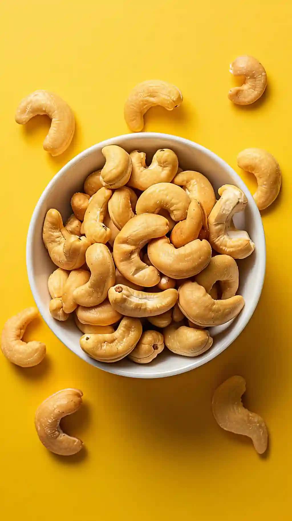 Sariq fonda kaju yong'oqlari kosasi | Bowl cashew nuts yellow background