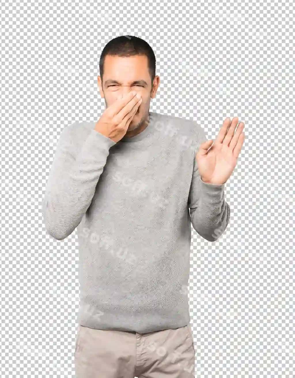 Qo'rqinchli yosh erkak inkorli jest bilan | Concerned young man with gesture disgust
