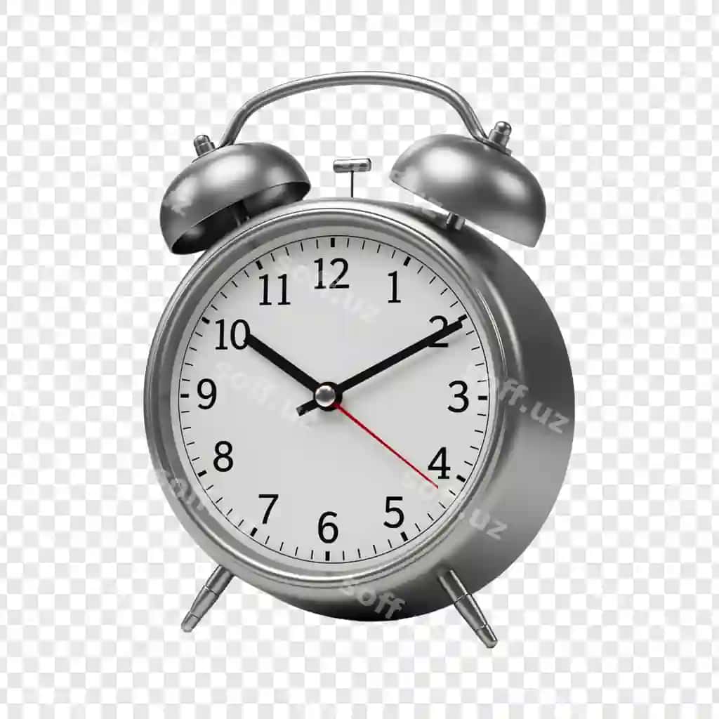 Vaqtni ko'rsatadigan qo'ng'iroqli kumush budilnik | Silver alarm clock with bells showing time