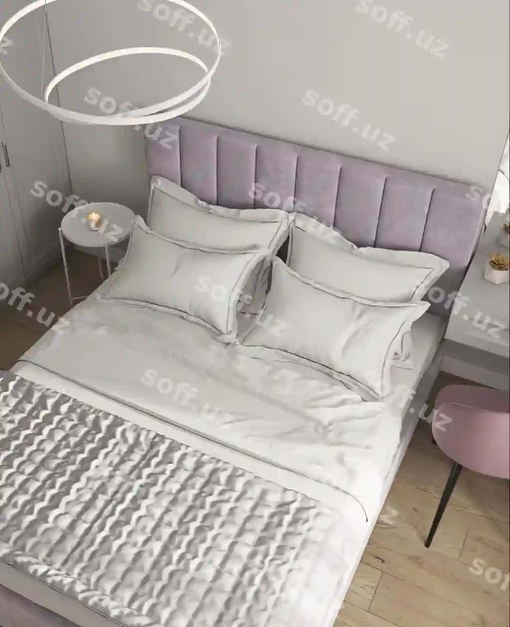 Oq chizgilar bilan o'tpazasi lampasi | Bed with white sheets lamp it