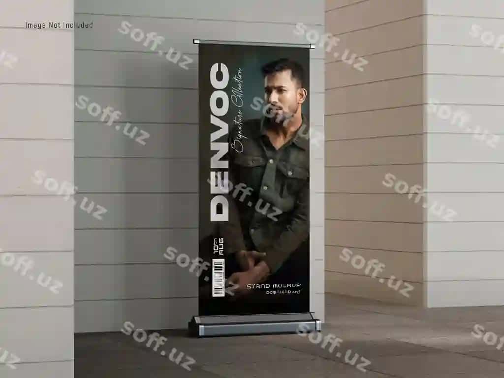 Reklama aylanma stoyoq baner namunasi | Advertising roll up stand banner mockup 2