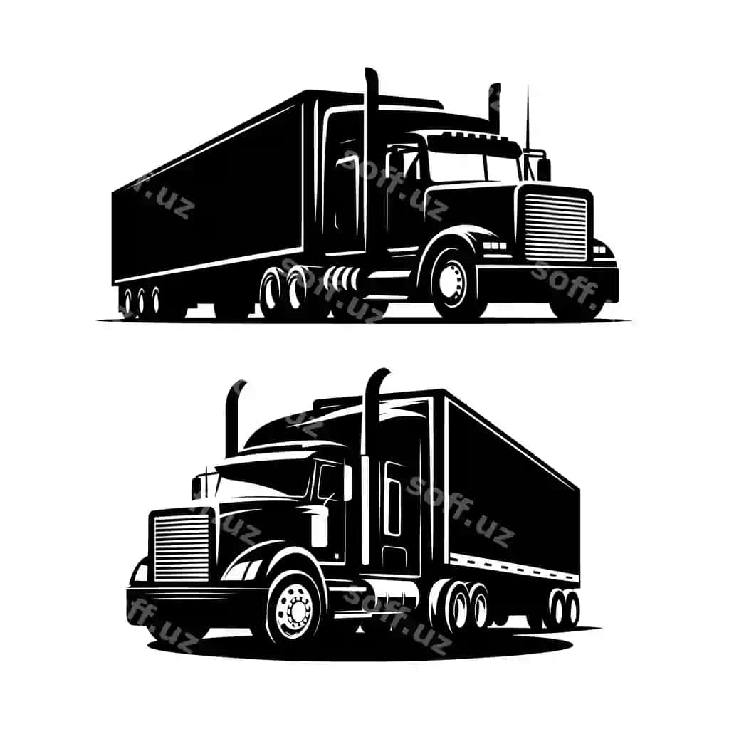 Ijodiy uslub qora siluet yuk avtomobili logotipi ikonasi vektor illustratsiyasi | Creative style black silhouette truck logo icon truck vector illustration