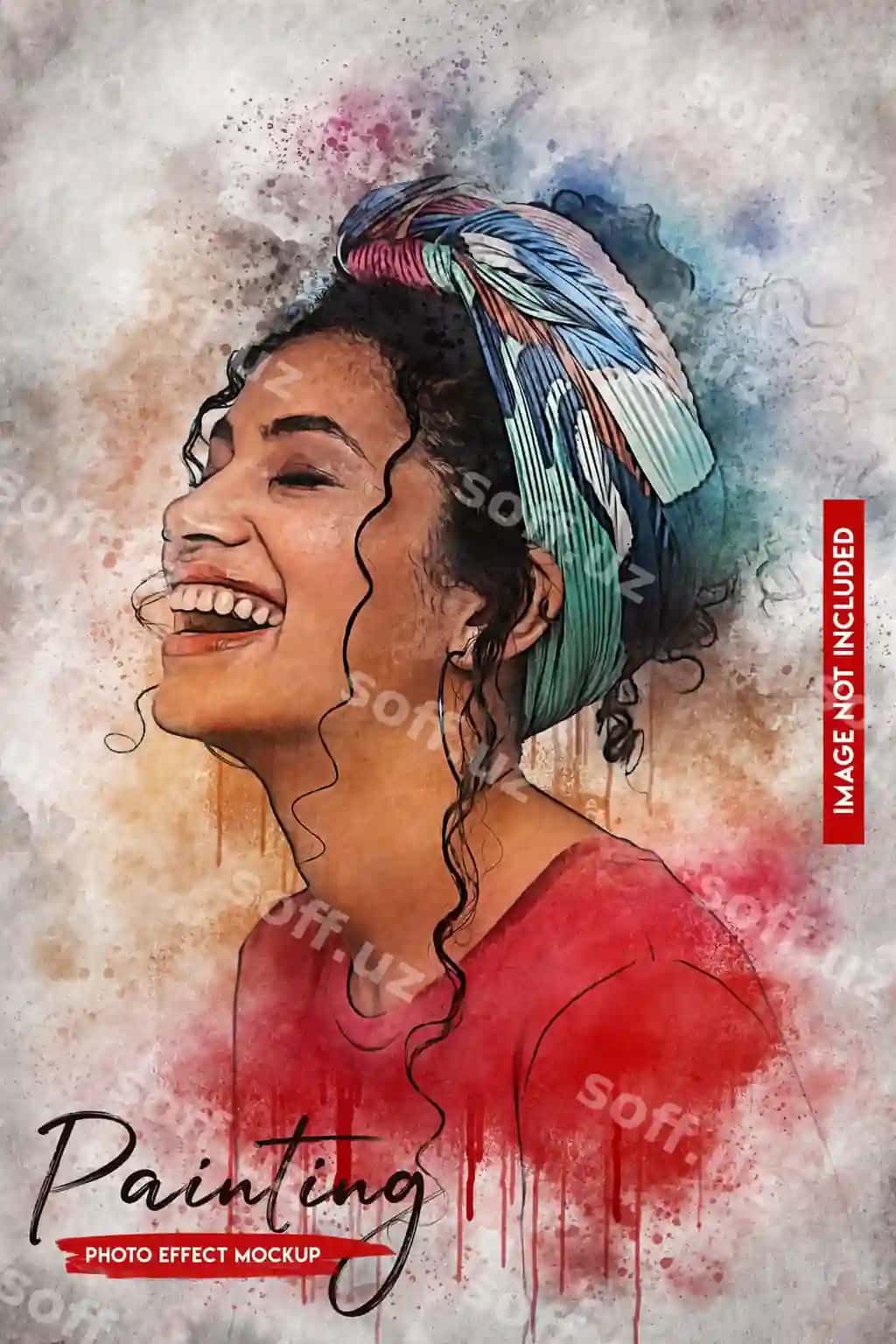 Akvaramel spatter bo'yash effekti foto mockup | Watercolor spatter painting effect photo mockup