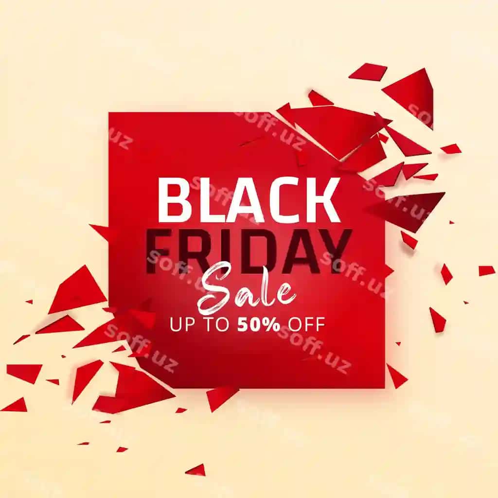 Qizil kasrli qora juma chegirma banneri | Black friday sale banner with red fraction