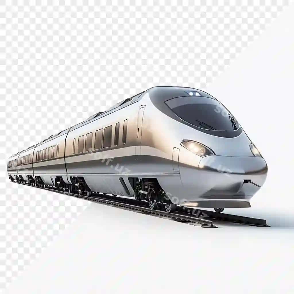Kumush poyezd oq yuzada harakatlanmoqda | Silver bullet train is traveling white surface