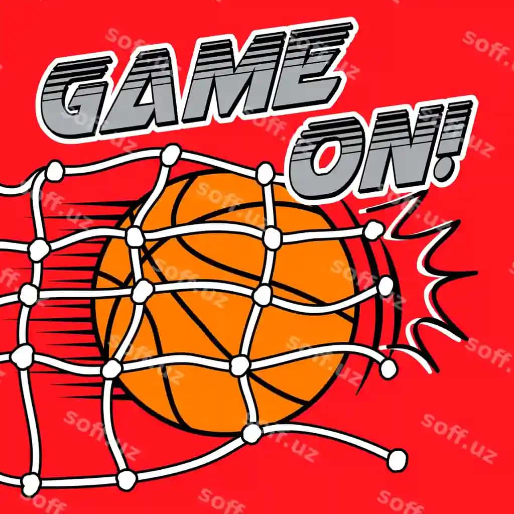 O'yin matni basketbol tordiq bilan | Game text with basket ball net