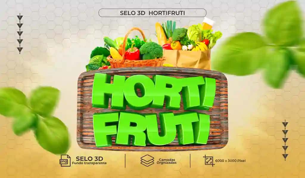 Psd selo 3d hortifrutt | Psd selo 3d hortifrutt