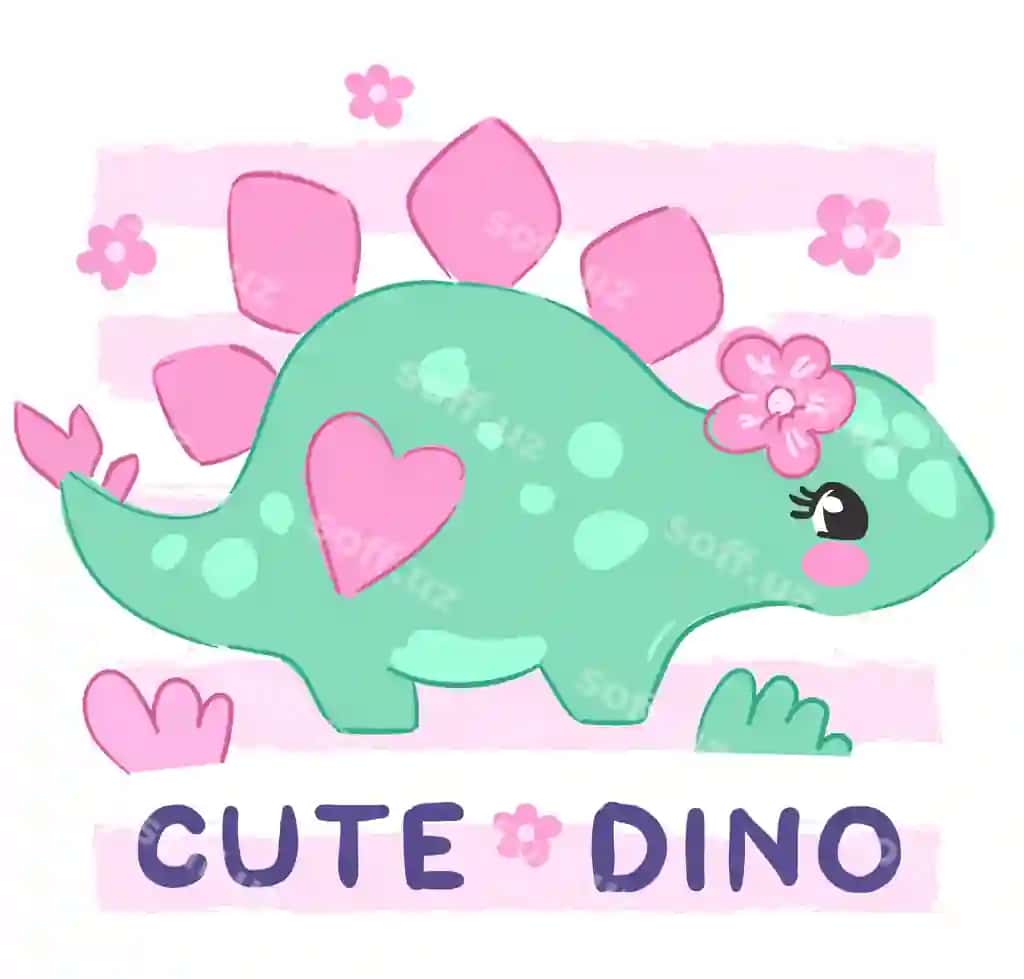 Qo'lda chizilgan dinozavr qiz kichkina yoqimli yozgi chaqaloq bosma vektor tasviri | Hand drawn dinosaur girl little cute summer baby print vector illustration