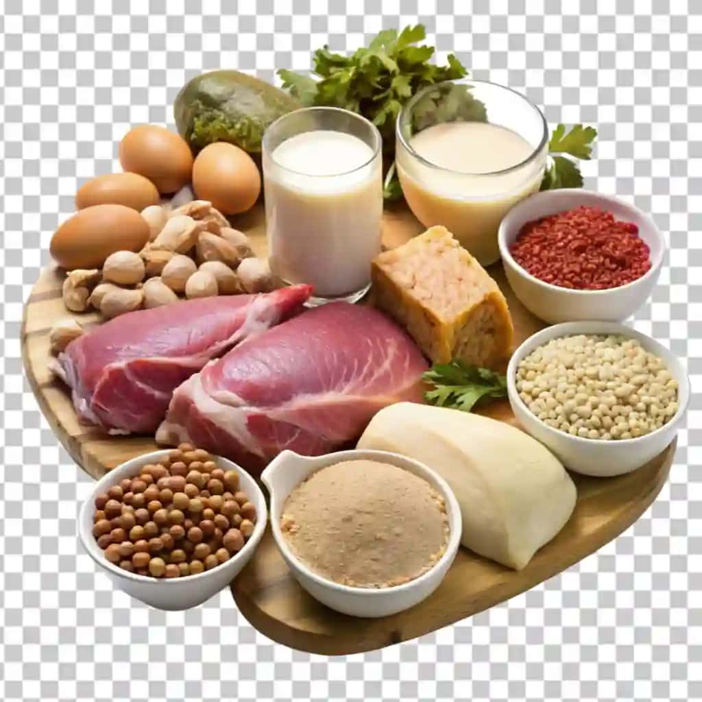 Turli xil turlari hayvon oqsili shaffof fon | Different types animal protein transparent background