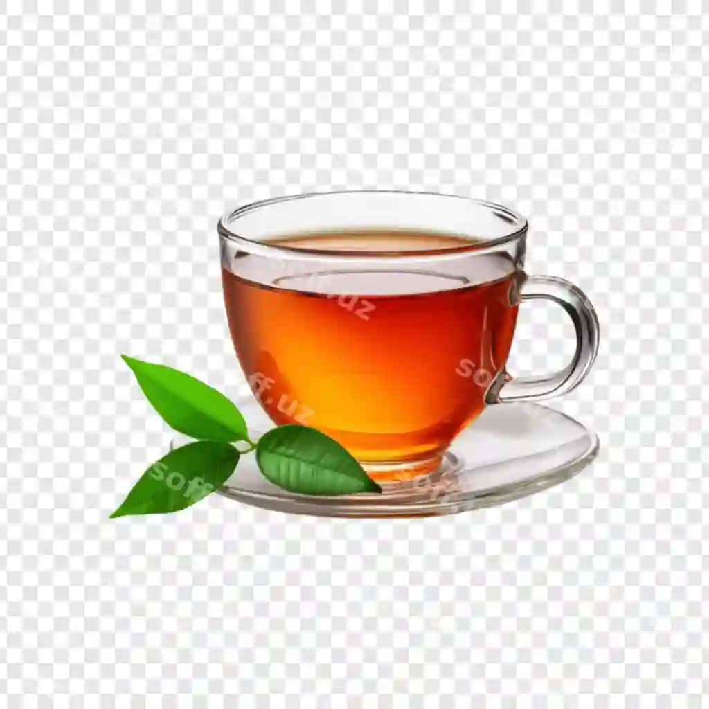 Yashil barglari bilan chashka choyi | Cup tea with green leaves