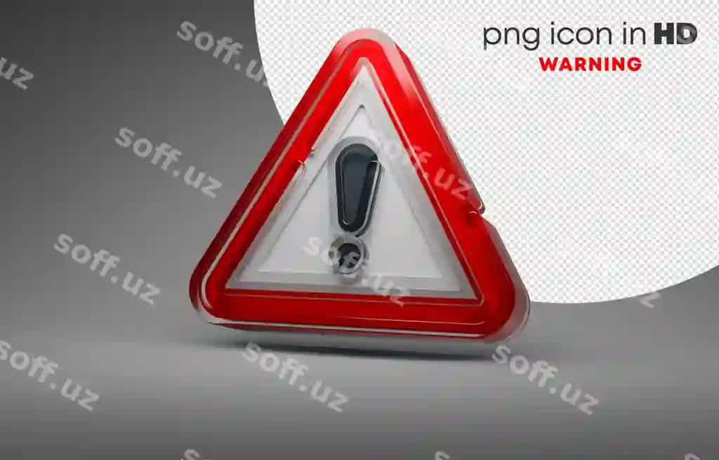 Chap tomonda shaffof fon ogohlantiruvchi 3D belgi | 3d icon with transparent background warning left
