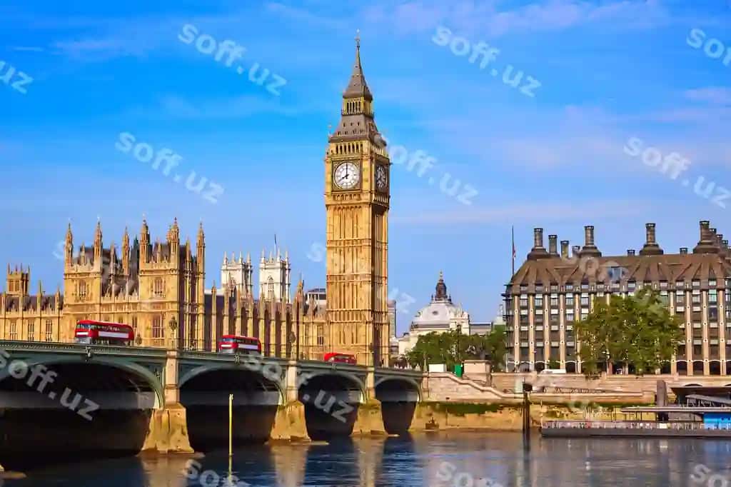 Big Ben soat tornadi Temza daryosi London | Big ben clock tower thames river london