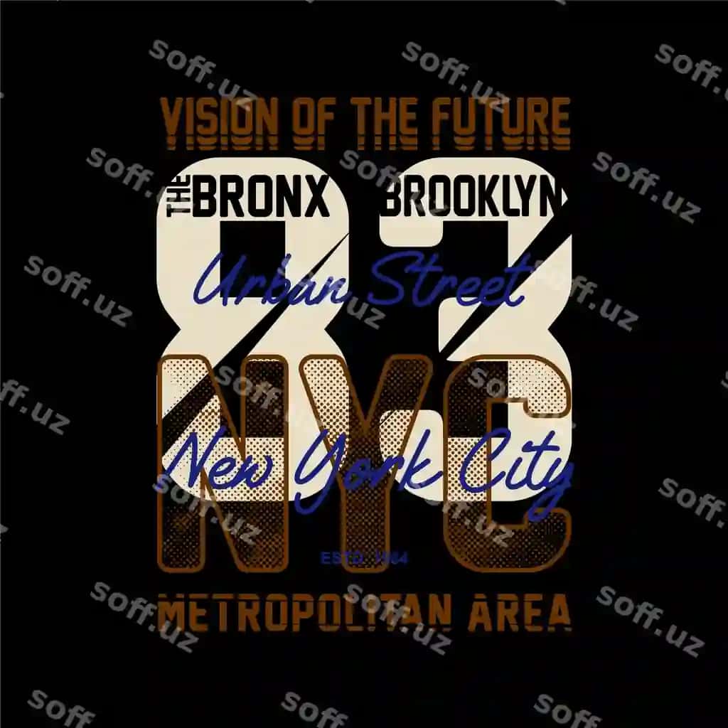 Kelajak ko'rinishi Bronx grafik vektor tipografiyasi futbolka bosmasi | Future vision bronx graphic vector typography t shirt print
