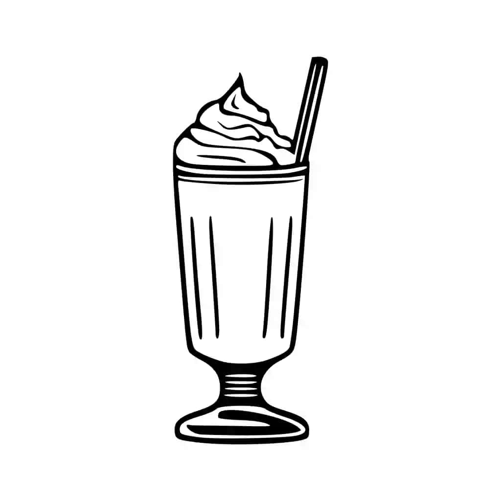 Milkshake ichimligining qora konturlari vektor tasviri | Milkshake drink black outlines vector illustration