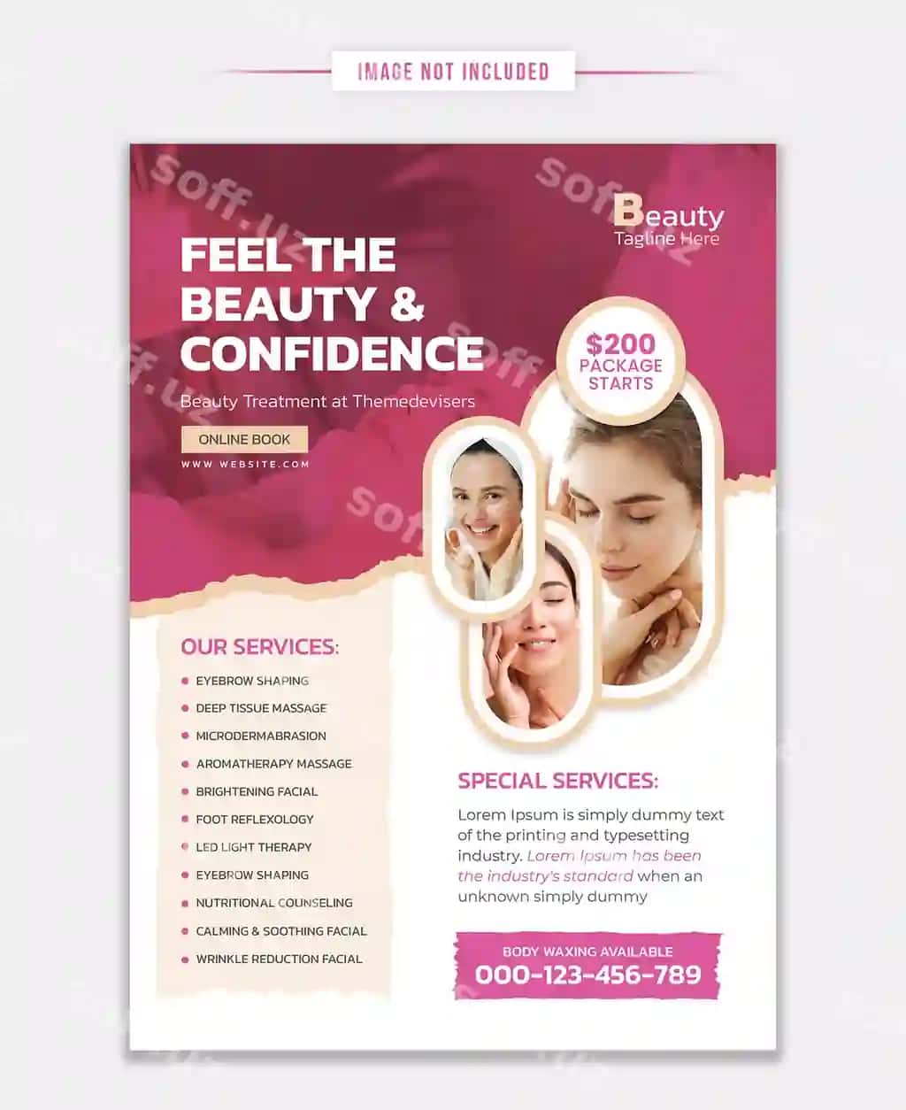 Hashamatli ayollar terisini parvarish qilish a4 o'lchamli flayer dizayni samarali terini parvarish qilish | Luxury womens skincare a4 size flyer design effective skin care