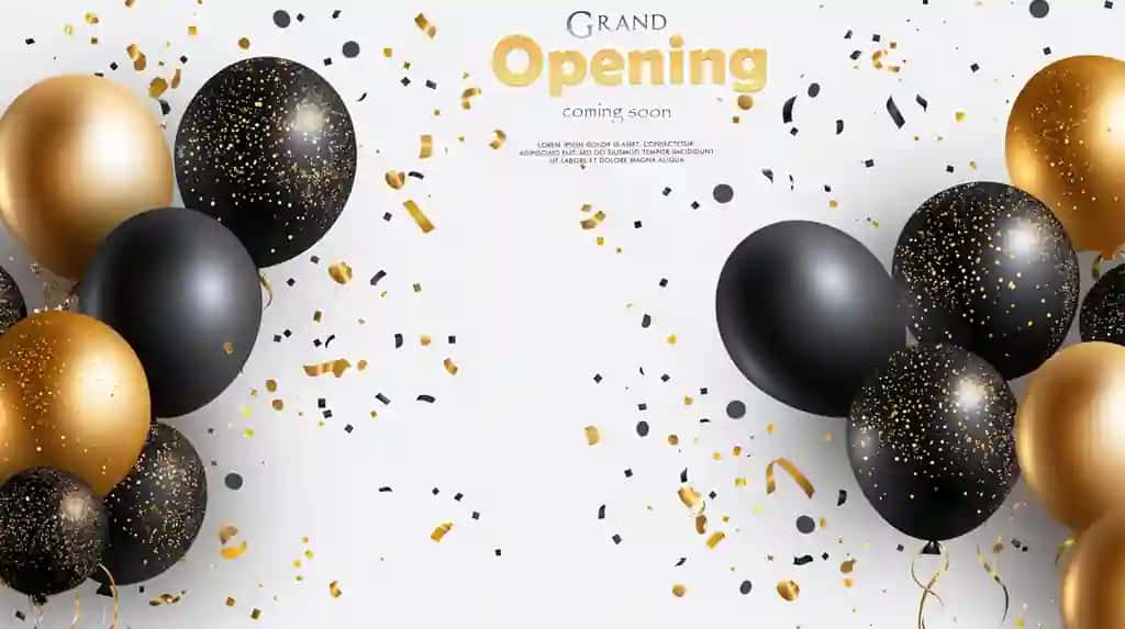 Konfeti fonida rangli sharlar bilan bayram banneri | Celebration party banner with color balloons confetti background